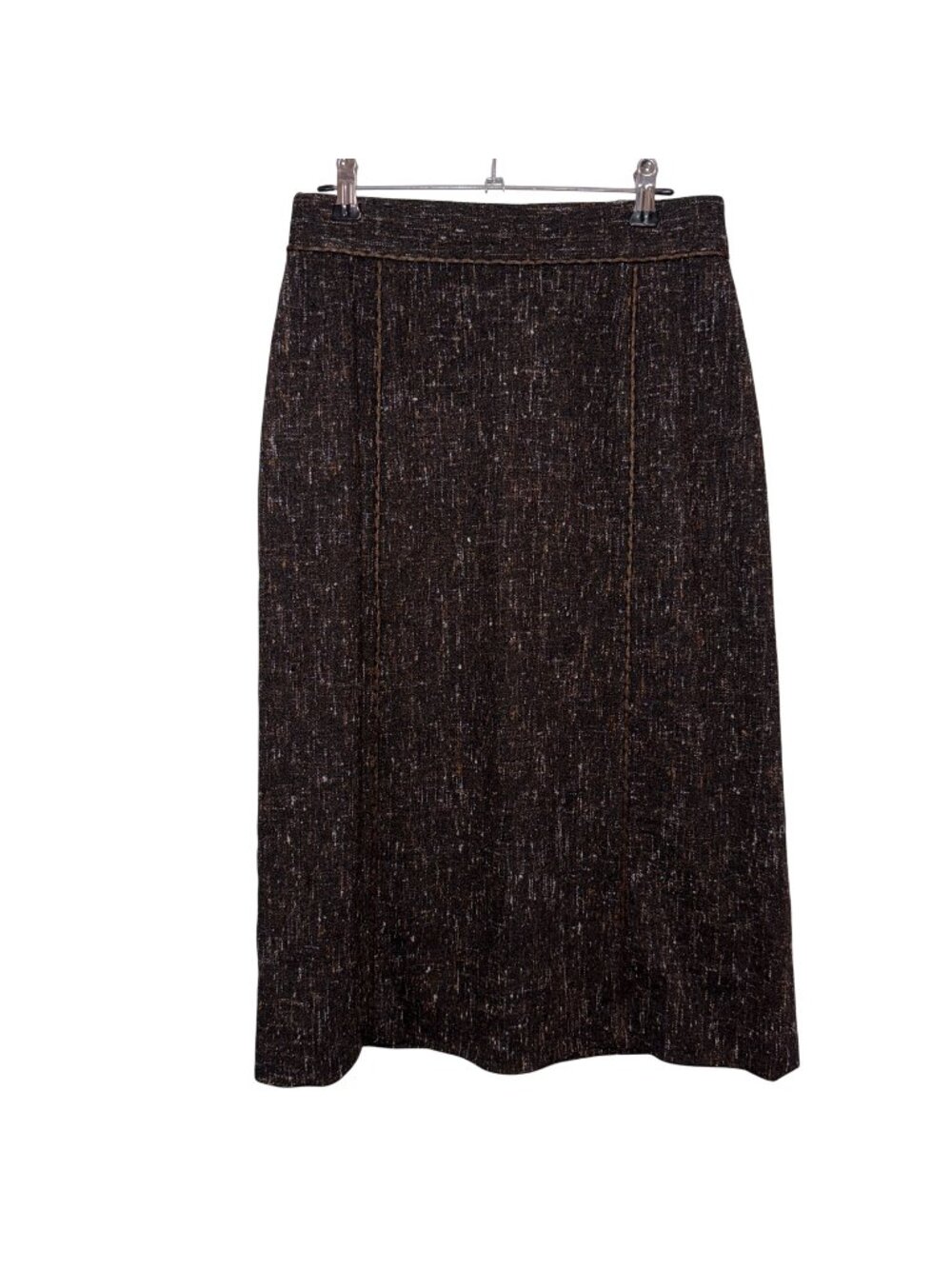 Louben Womens Mid-Length Brown Tweed Skirt Blend Wool Size 4